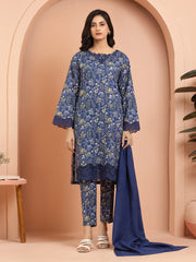 Unstitched Blue Embroidered Khaddar 3 Piece - EWU24V11-30197-3P
