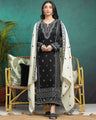 Unstitched Black Embroidered Marina Twill 3 Piece - EWU24V14-30352-3P