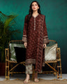 Unstitched Dark Rust Raw Silk Embroidered 3 Piece - EWU24V16-30373-3P