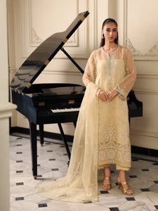Unstitched Cream Embroidered Organza 3 Piece - EWU5V4-31261-3P