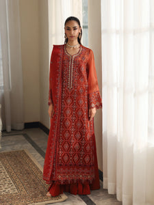 Unstitched Rust Embroidered Organza 3 Piece - EWU5V4-31267-3P