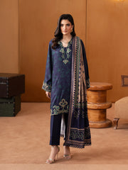 Unstitched Navy Blue Embroidered Viscose 3 Piece - EWU5V20-32082-3P