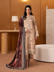 Unstitched Dark Beige Embroidered Viscose 3 Piece - EWU5V20-32087-3P