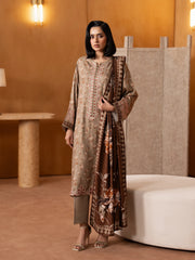 Unstitched Fawn Embroidered Viscose Twill Suit - EWU5V20-32089-3P