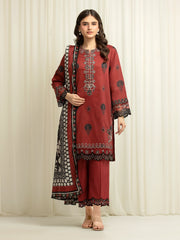 Unstitched Embroidered Lawn Suit - EWU6V1-33001-3P