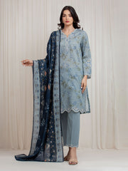 Unstitched Embroidered Zari Lawn Suit - EWU6V23-33420-3P