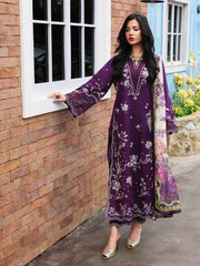 Embroidered Cambric Suit - EWU6V2-33656-3P