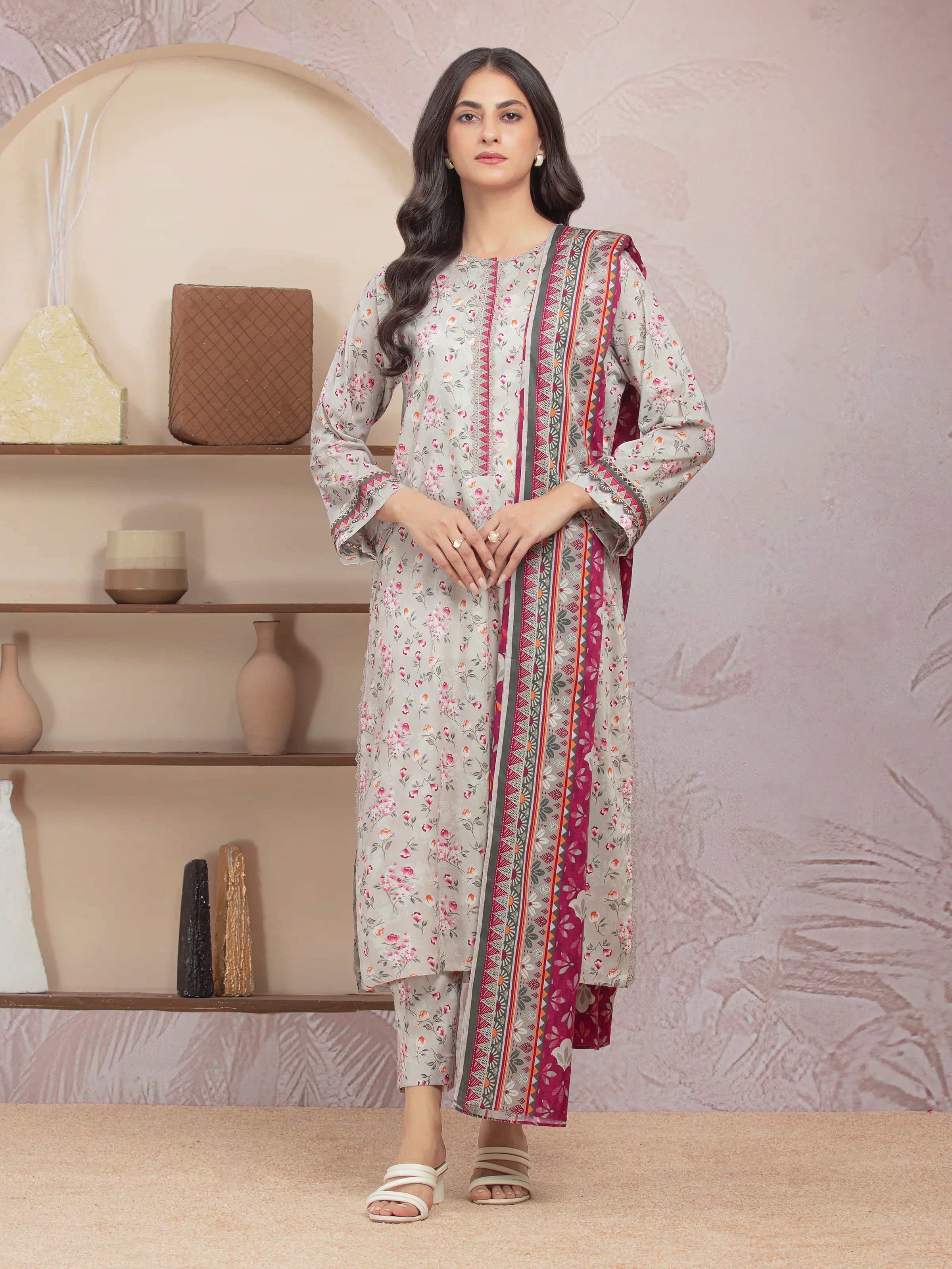 Unstitched Light Mauve Printed Lawn 3 Piece - EWU5A1-35029-3P