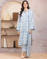 Unstitched White & Blue Printed Lawn 3 Piece - EWU5A1-35037-3P