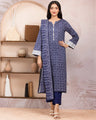 Unstitched Navy Blue Printed Lawn 3 Piece - EWU5A1-35222-3P