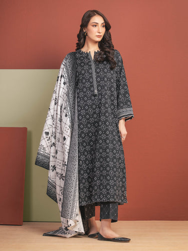 Unstitched Black Printed Lawn 3 Piece - EWU5A1-35306-3P