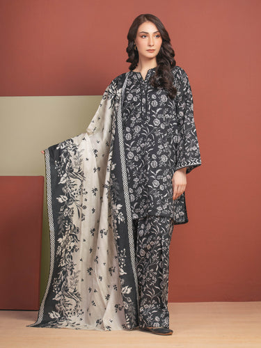 Unstitched Black Printed Lawn 3 Piece - EWU5A1-35309-3P