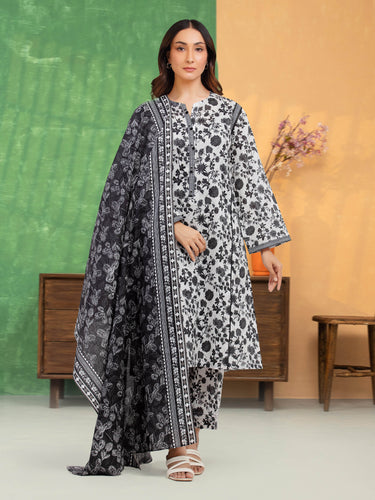 Unstitched White Printed Lawn 3 Piece - EWU5A1-35315-3P