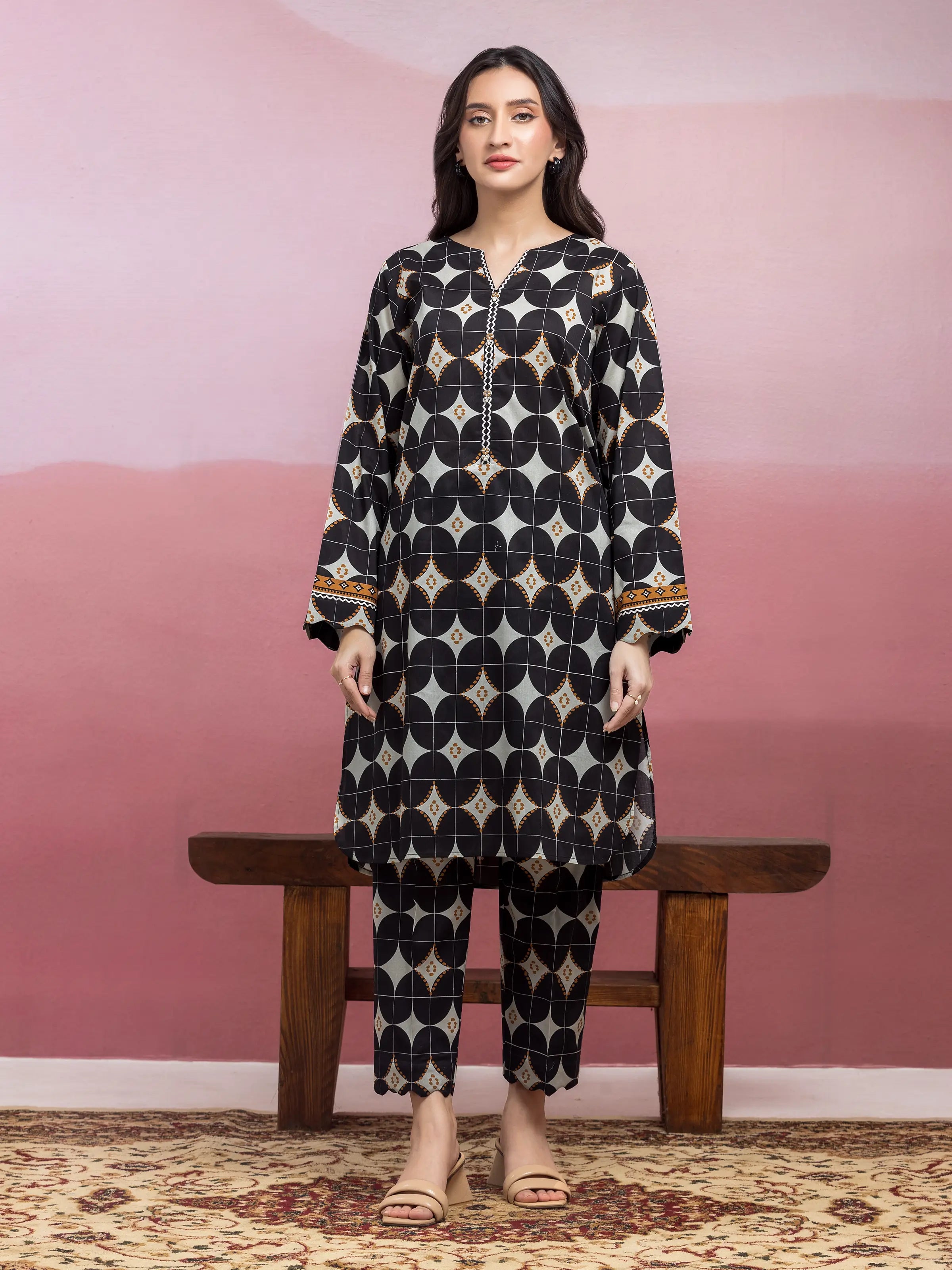 Unstitched Black Printed Lawn 2 Piece - EWU5A1-35412ST