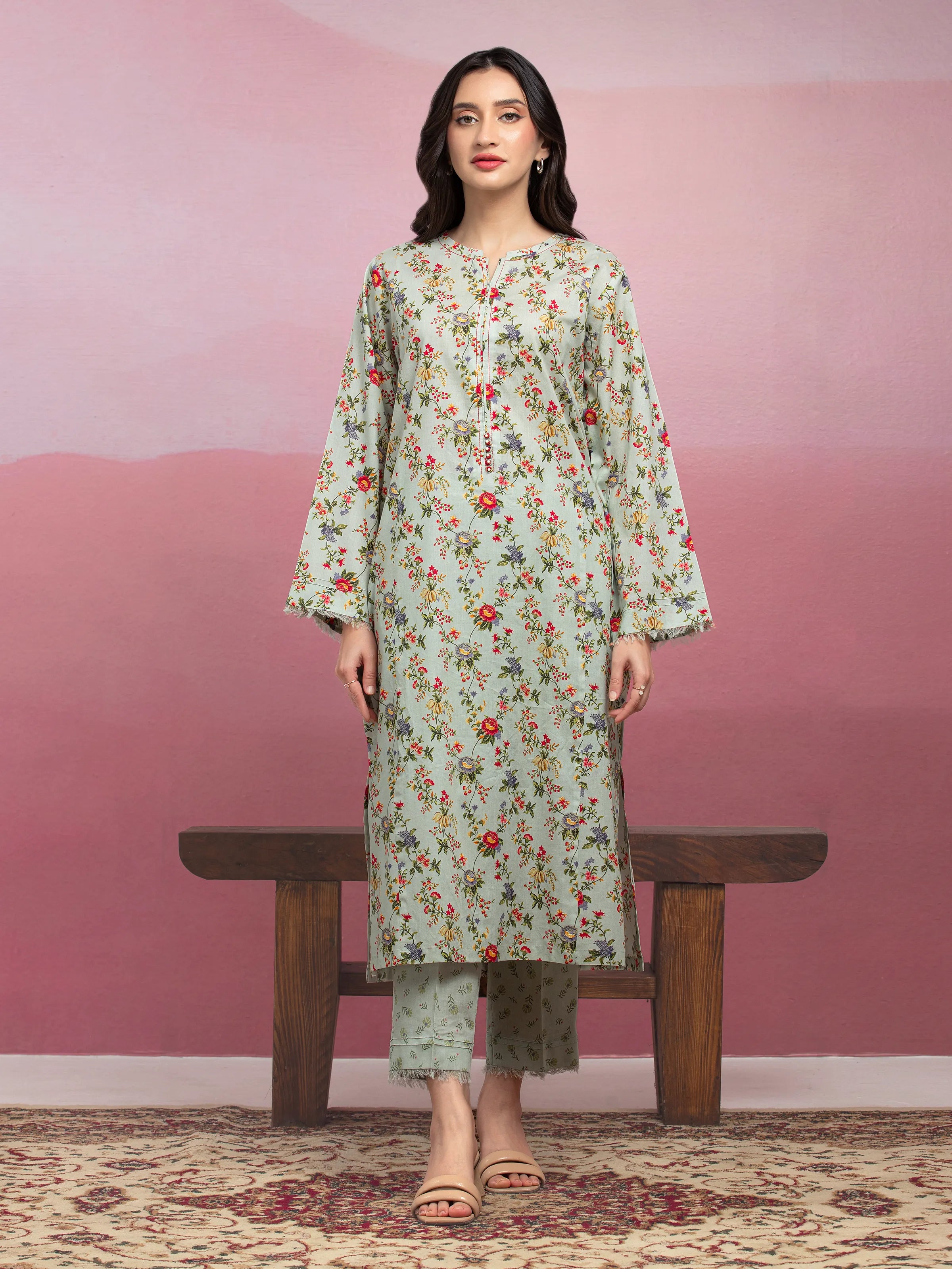 Unstitched Green Mist Printed Lawn 2 Piece - EWU5A1-35415ST