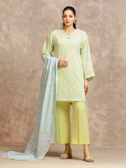 Unstitched Lime Printed Lawn Suit - EWU6A1-36552-3P