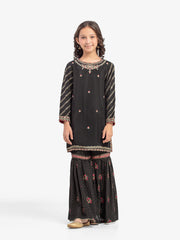 Embroidered Raw Silk Gharara Suit - EGTPLED5-50017ST