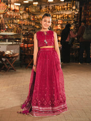 Embroidered Cotton Net Lehenga Suit - EGTPLED6-50115-3P