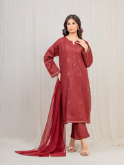 Pret 3Pc Embroidered Dobby Suit - EWTKE5-81436-3P