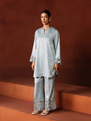 Embroidered Cotton Satin Co-Ord Set - EWTKED6-86157ST