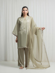 Embroidered Satin Suit - EWTKED6-86198-3P