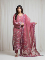 Embroidered Satin Suit - EWTKED6-86243-3P