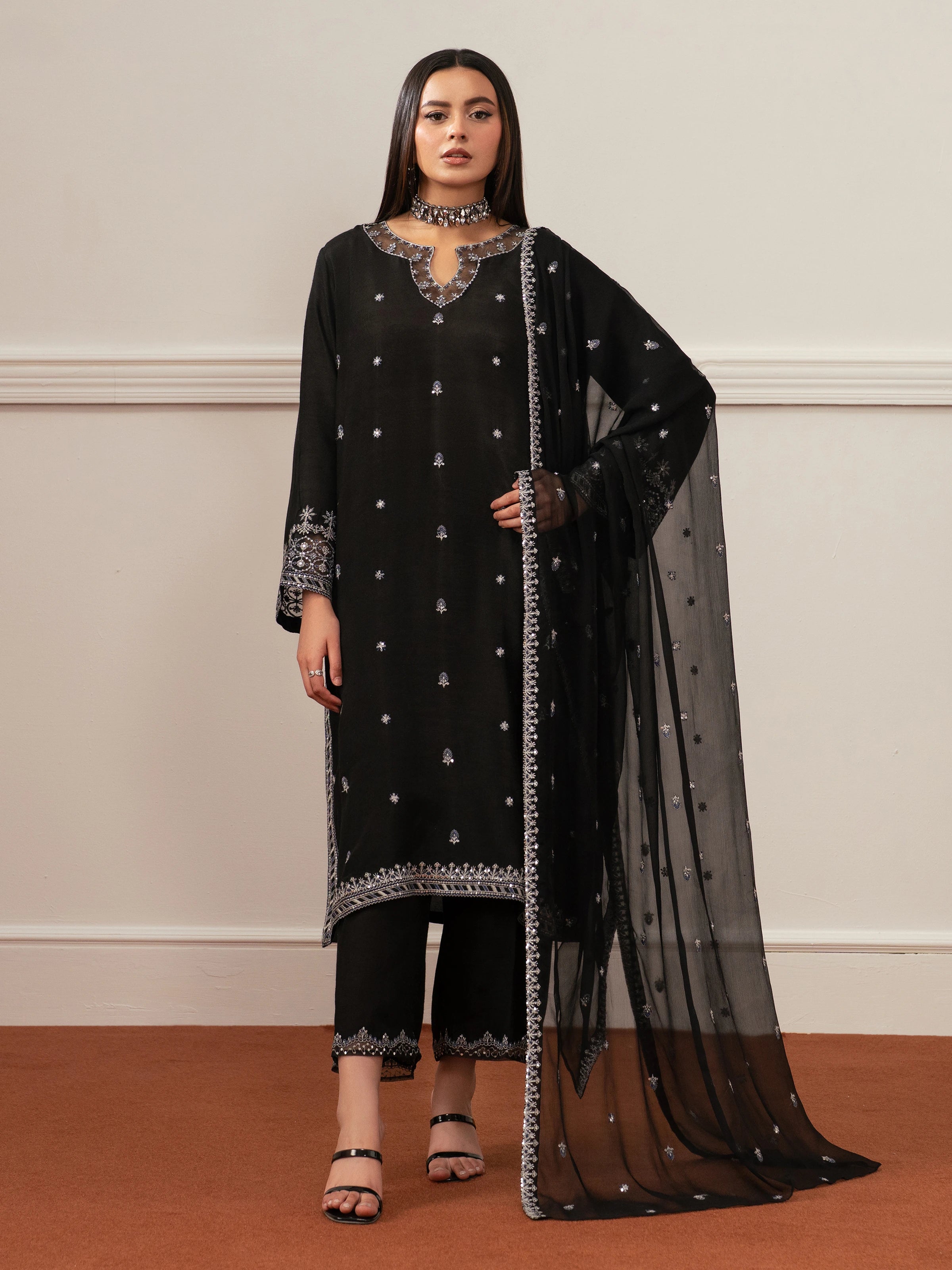 Pret 3Pc Embroidered Raw Silk Suit - EWTPLE24-00042-3P