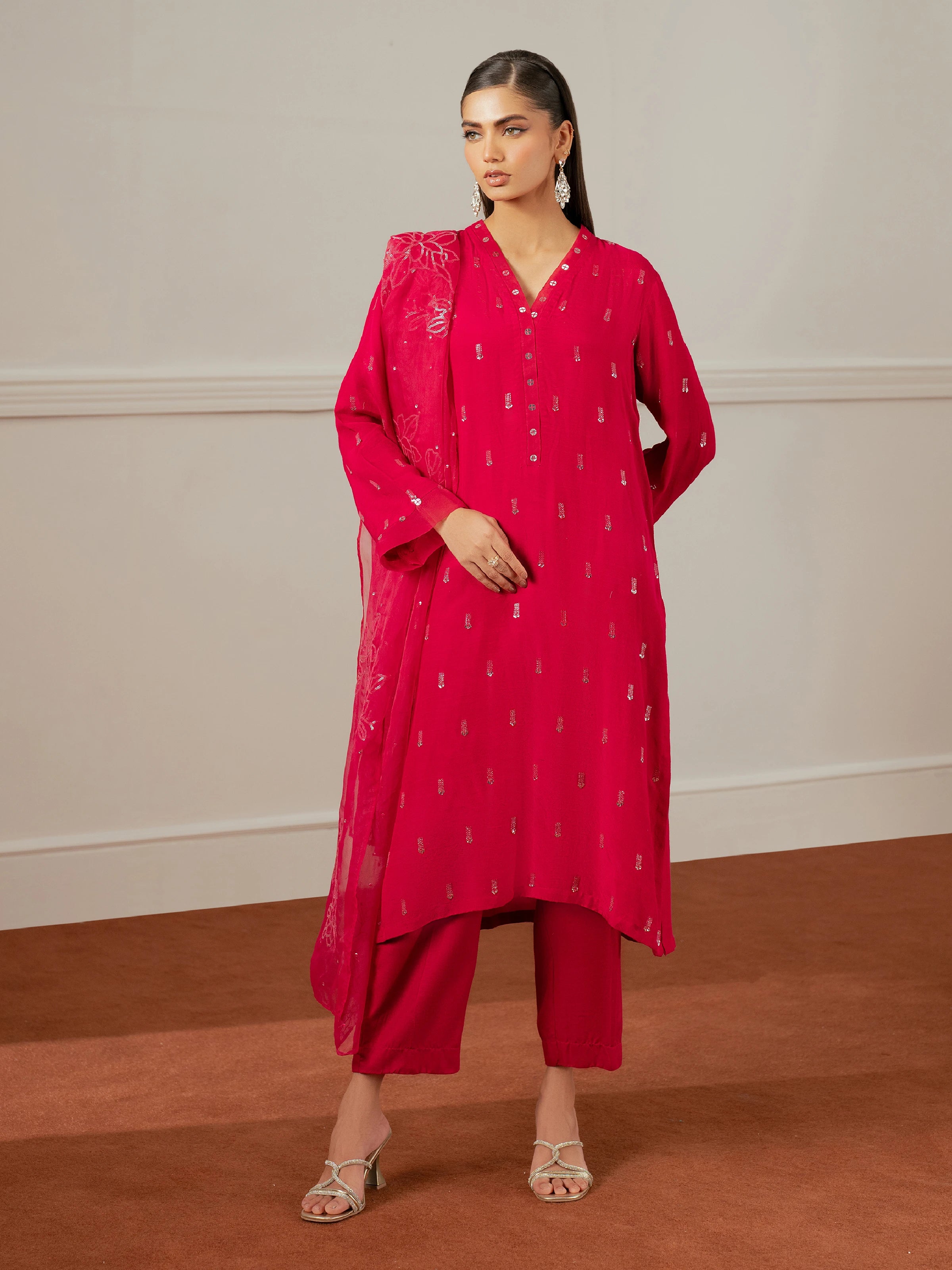 Pret 3Pc Embroidered Raw Silk Suit - EWTPLE24-00035-3P