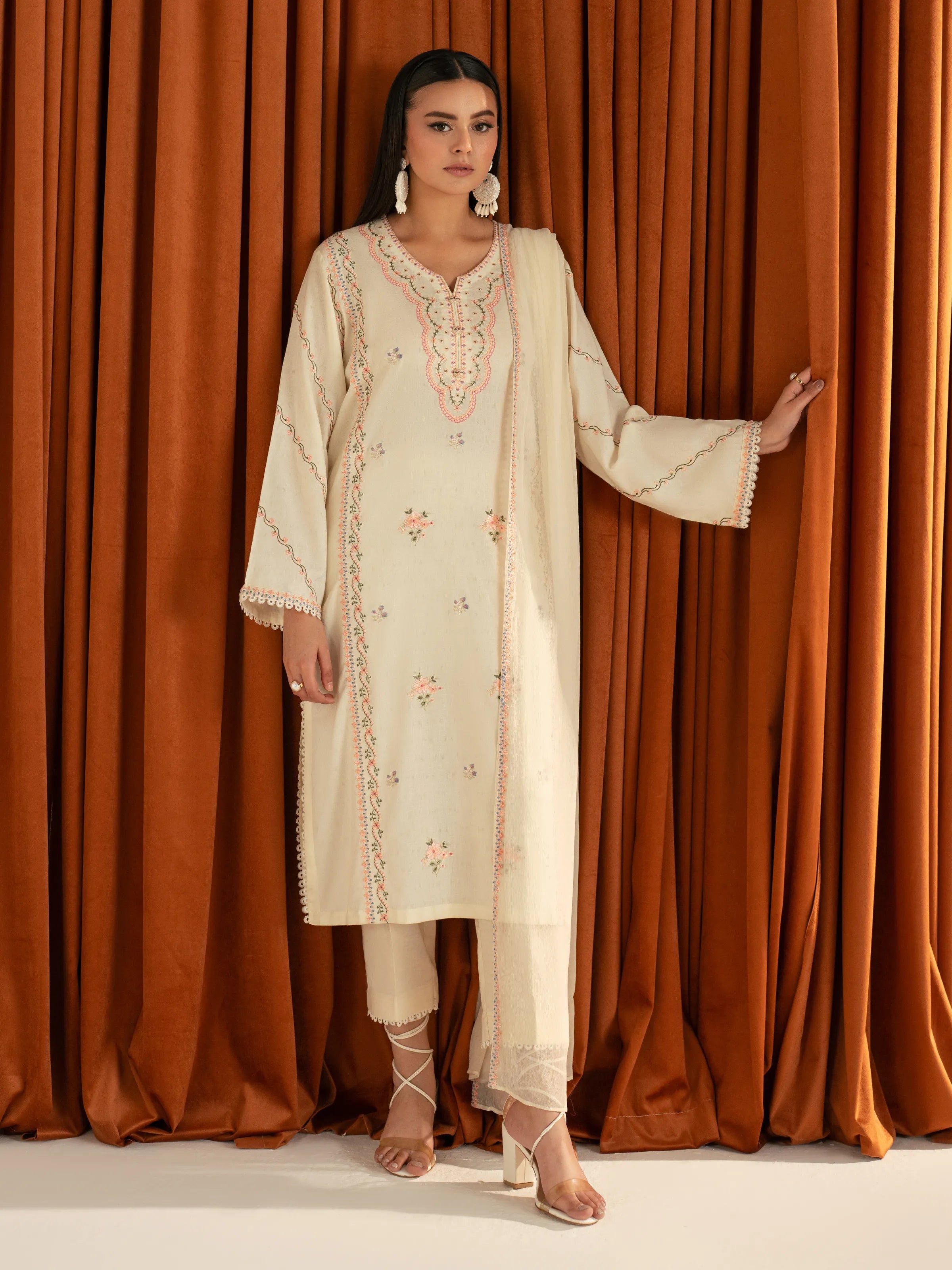 Pret 3Pc Embroidered Dobby Suit - EWTKE5-81441-3P