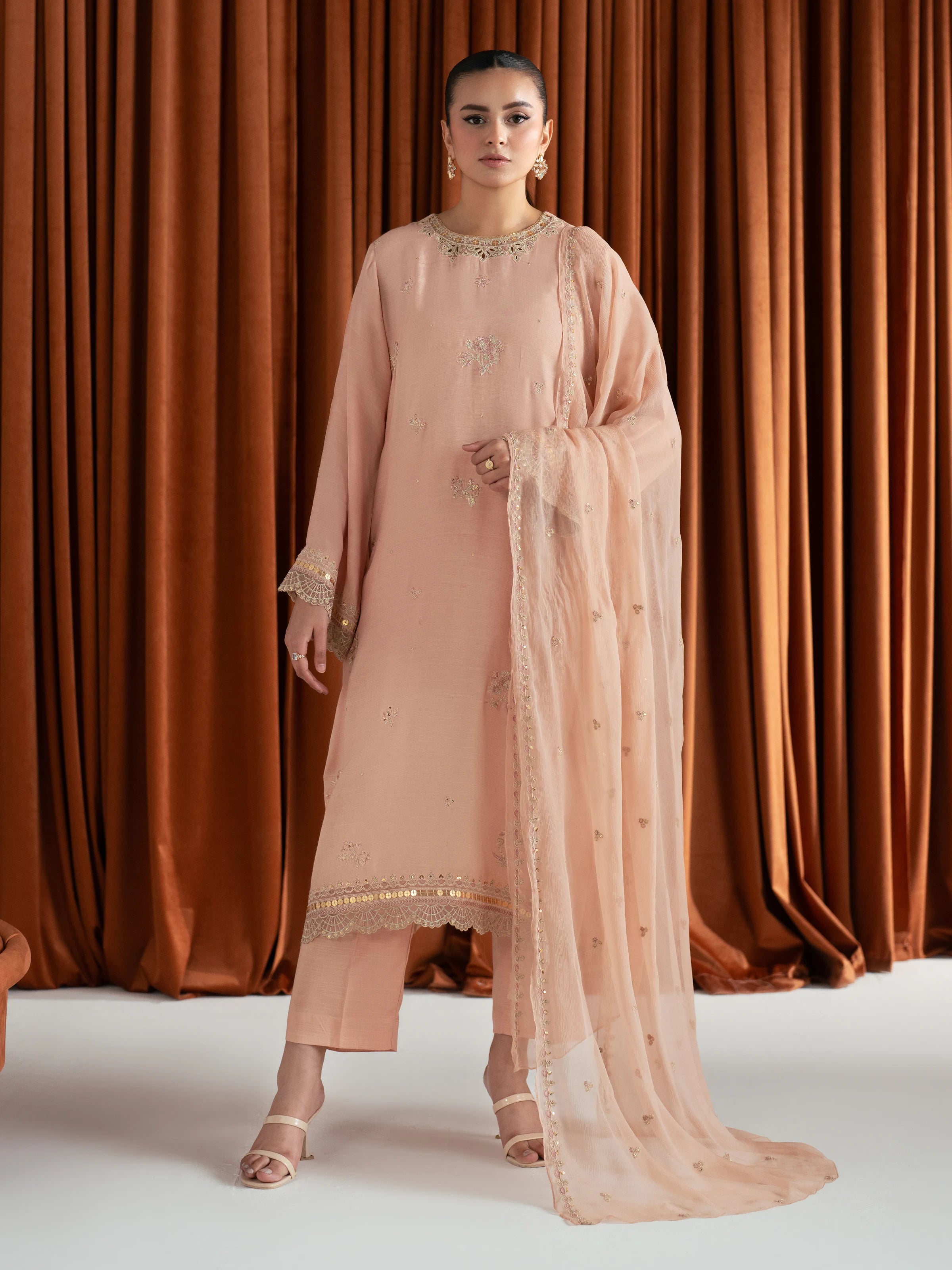 Pret 3Pc Embroidered Raw Silk Suit - EWTPLE24-00036-3P