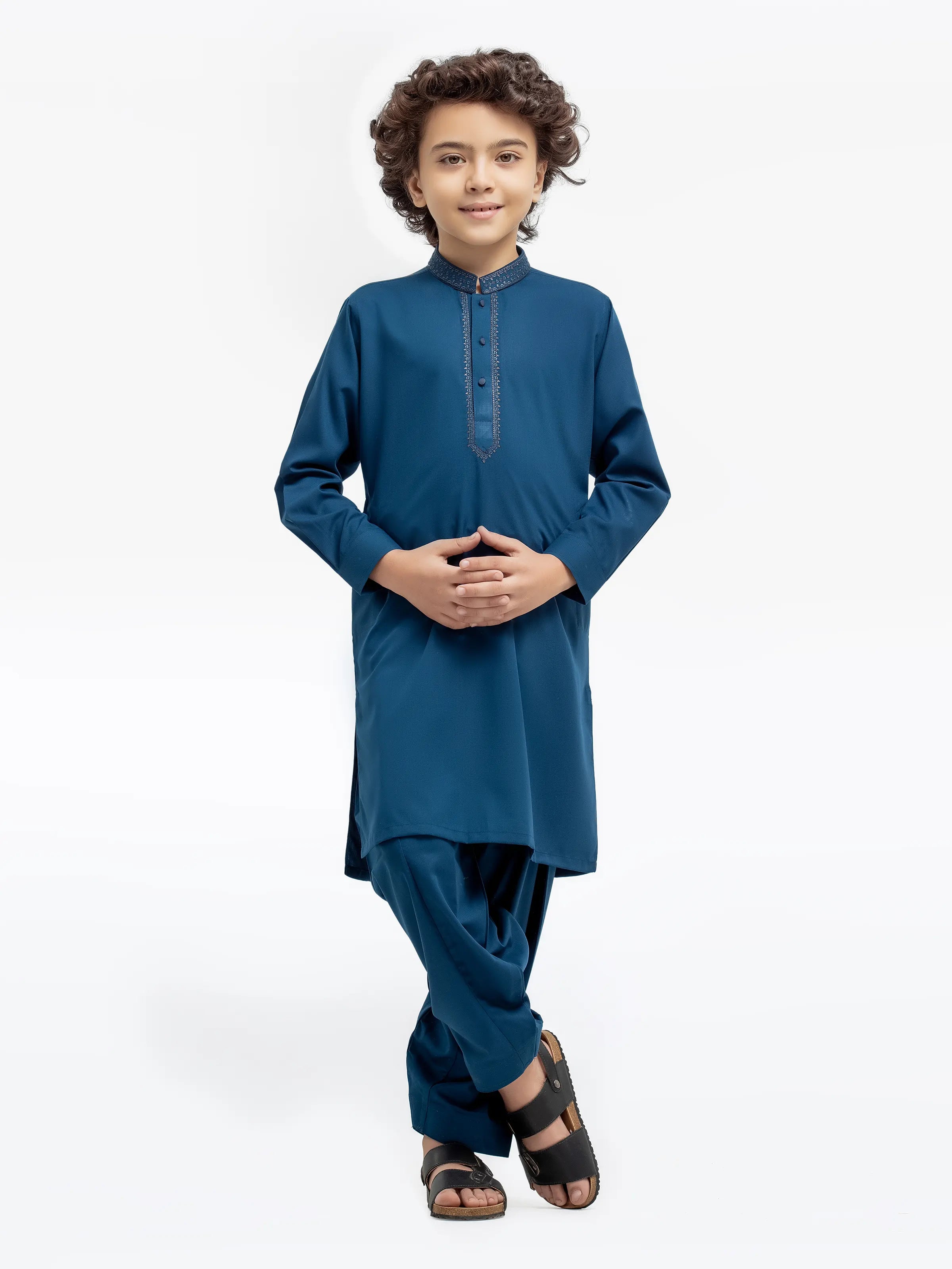 Boy's Dark Turquoise Kurta Shalwar - EBTKS24-3986