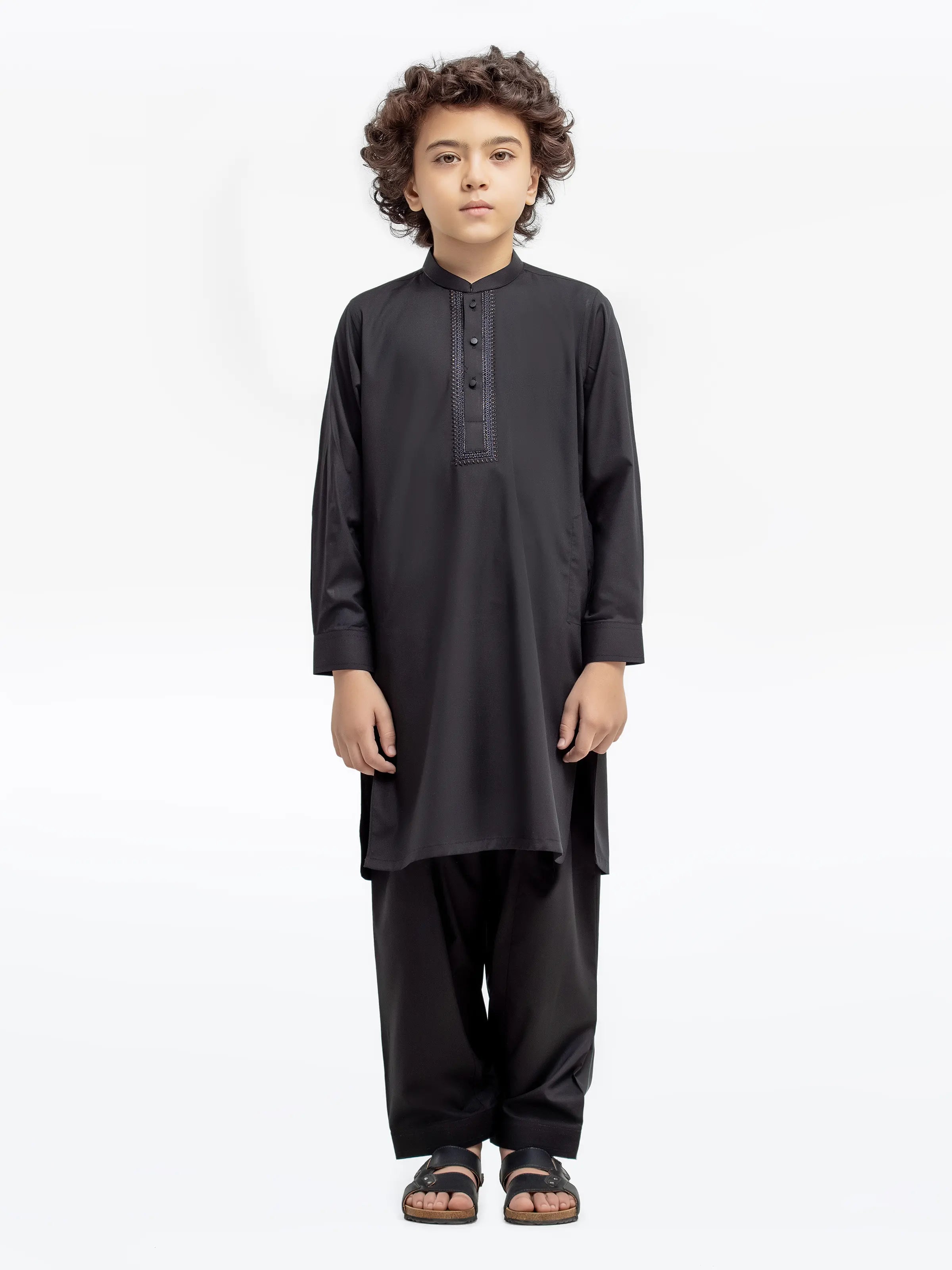 Boy's Black Kurta Shalwar - EBTKS25-3988