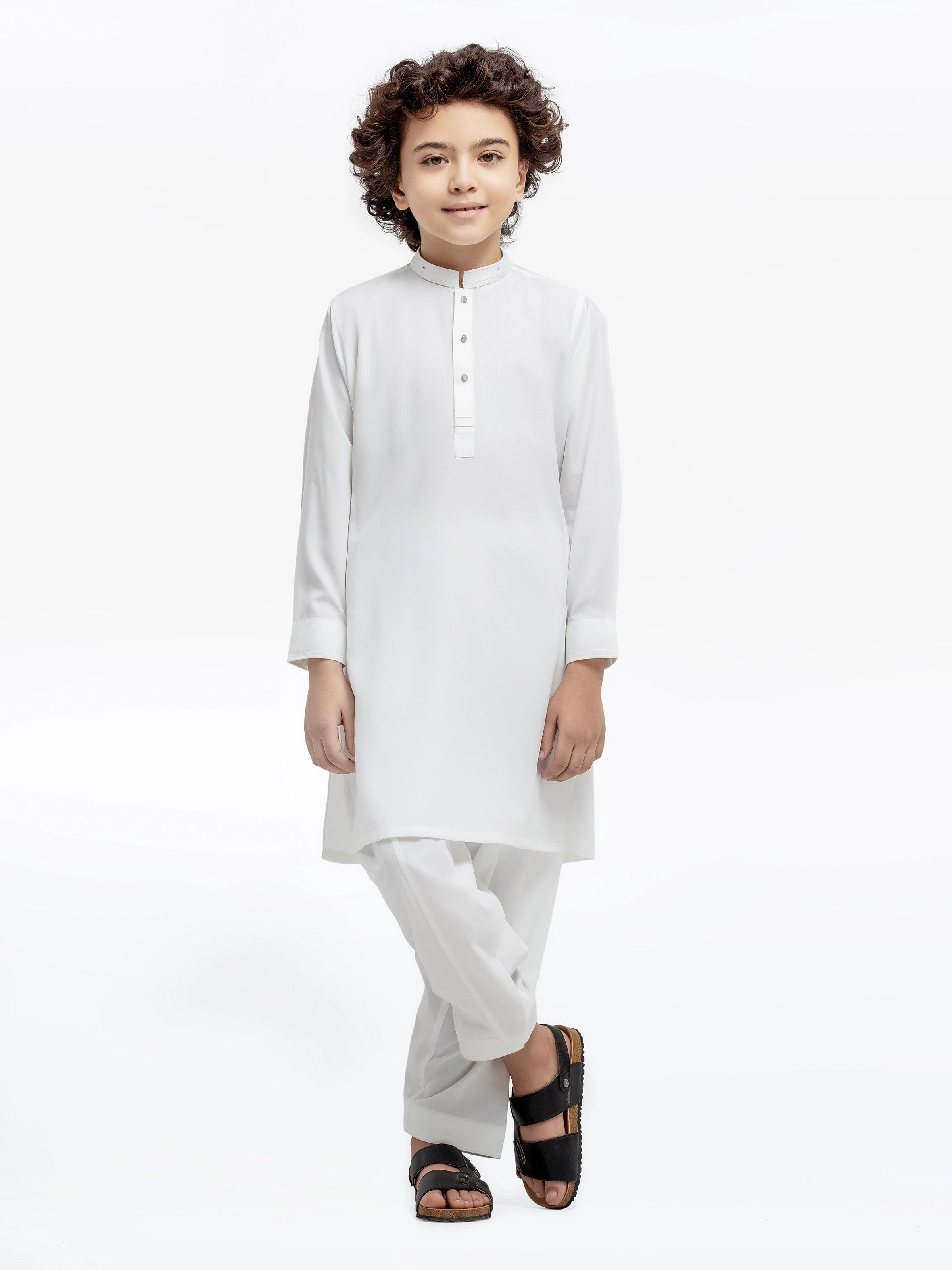 Boy's Off White Kurta Shalwar - EBTKS25-4004