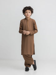 Boy's Dark Olive Kurta Shalwar - EBTKS6-4105