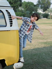 Boy's White & Blue Shirt - EBTS5-27585-2P