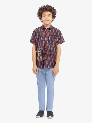 Boy's Black Multi Shirt - EBTS5-27637