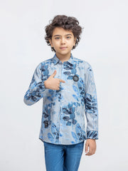 Boy's Grey & Blue Shirt - EBTSF5-27675