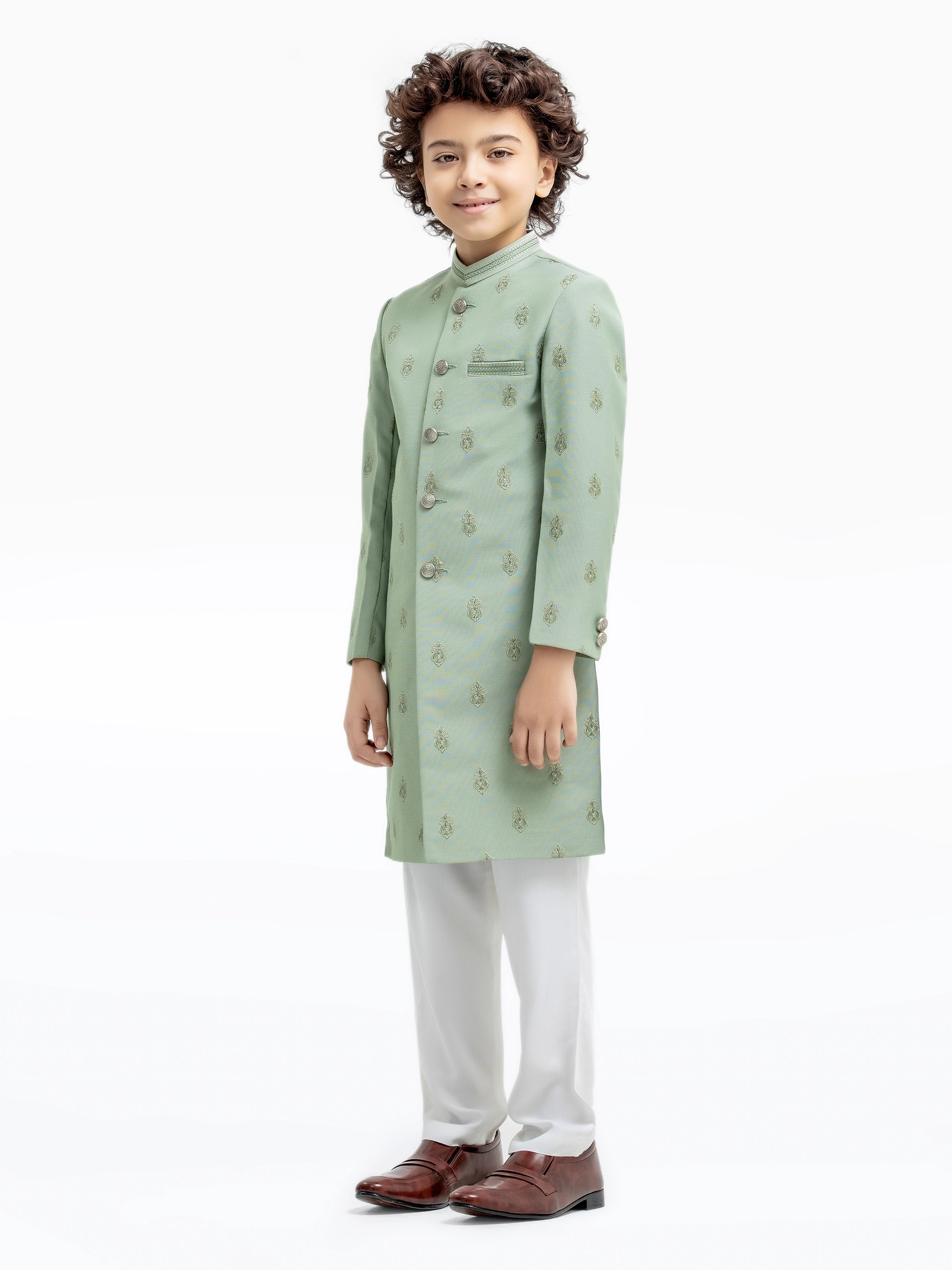 Boy's Mist Green Sherwani - EBTS5-34028