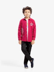 Boy's Maroon Shirt & White T-shirt - EBTSF5-27650-2P