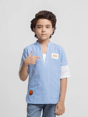 Boy's White & Blue Shirt - EBTSH6-27701