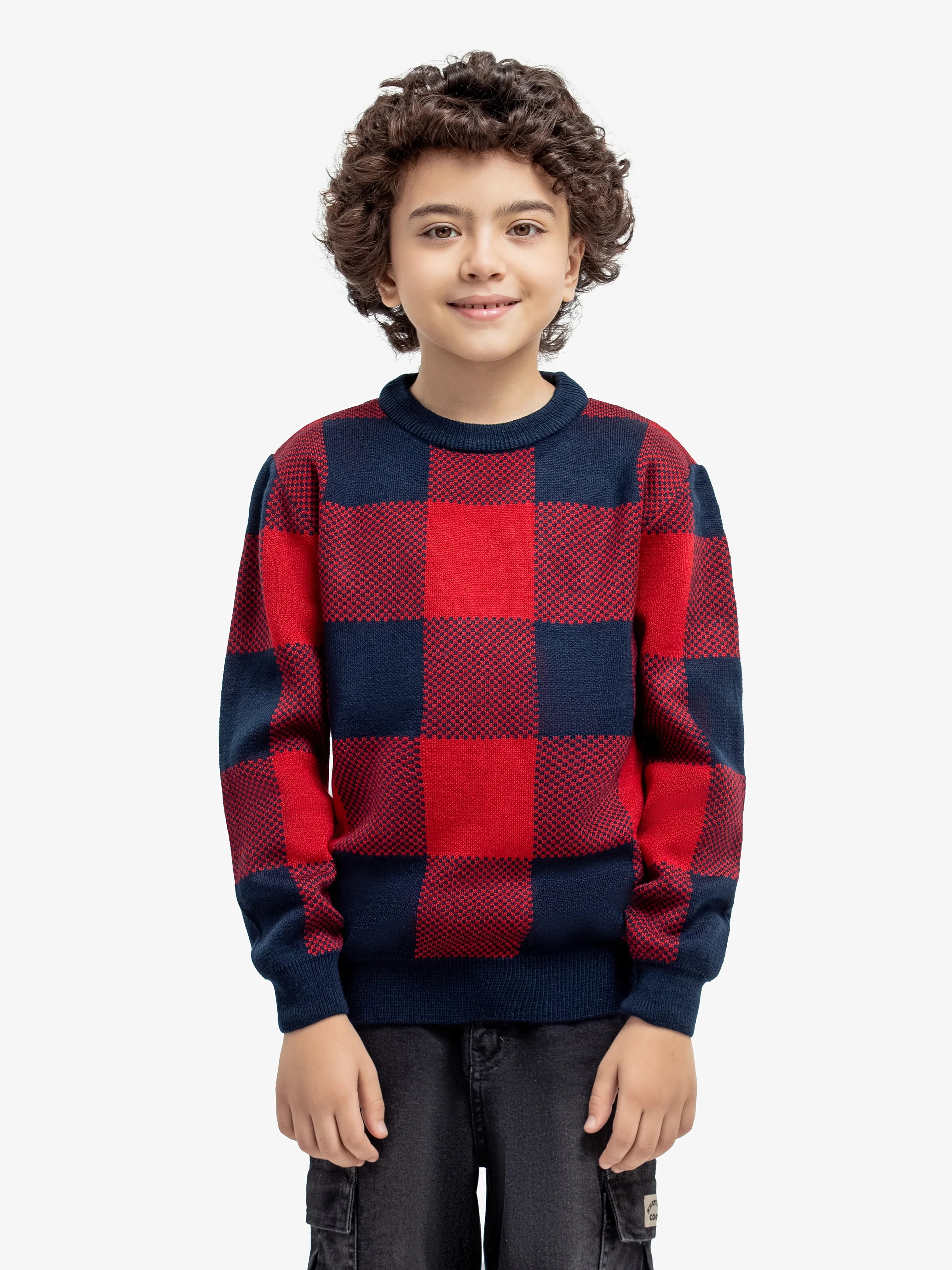 Boy's Red & Blue Sweater - EBTSWT24-023