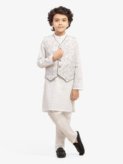 Boy's Off White Waist Coat Suit - EBTWCS5-25209