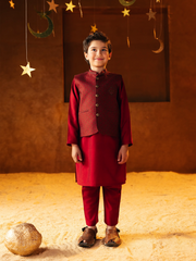 Boy's Red Waist Coat Suit - EBTWCSC5-031