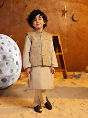 Boy's Beige Waist Coat Suit - EBTWCSC5-049