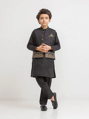 Boy's Black Waist Coat Suit - EBTWCSC5-052