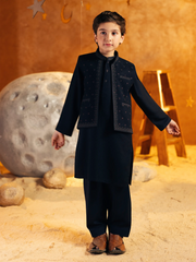 Boy's Navy Blue Waist Coat Suit - EBTWCSC5-054