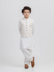 Boy's Off White Waist Coat Suit - ECBTWCS5-038