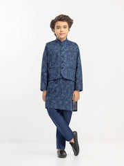 Boy's Navy Blue Waist Coat Suit - ECBTWCS5-066