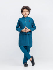 Boy's Ocean Blue Waist Coat Suit - ECBTWCS5-068