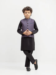 Boy's Multi & Black Waist Coat Suit - ECBTWCS5-069